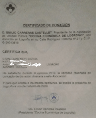 Donación Cocina Economica de Logroño